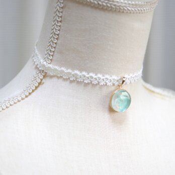 【受注製作】レジンアート　ラウンドモチーフとタティングレースとサテンリボンのチョーカー〈薄氷〉