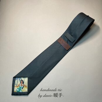 【受注製作】グリーン　ストライプ　フラガール　ハワイ　ネクタイ　プレゼント　ギフト　　【別途】名入れ　イニシャル