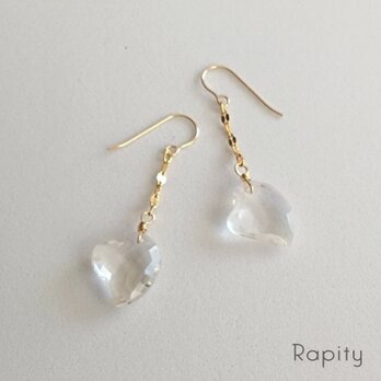 14kgf☆天然石クリスタル ハート型 ピアス