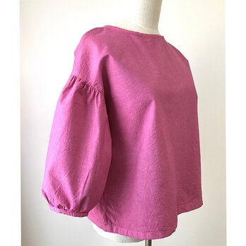 草木染オーガニックコットンのリラブラウス＊コチニールピンク