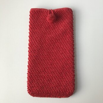 Beaded Glass Case --Shiny Red-- 内布：ペイズリー柄
