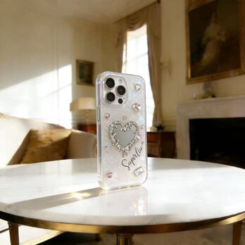 デコ電 ハンドメイド  キラキラビジュー スマホケース 韓国風 Galaxy Pixel iPhone 全機種対応