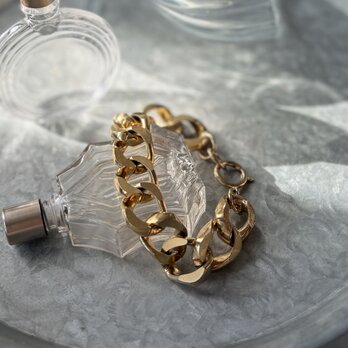 B181-ヴィンテージブレスレット U.S.A. 1970〜80's Gold Tone Chunky Chain