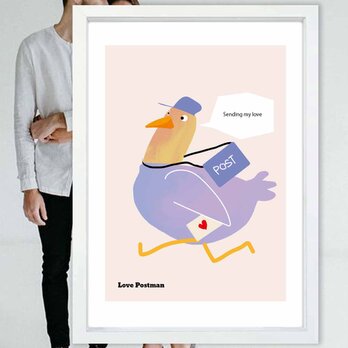 恋の配達員　鳥　送料無料 　あらゆるお部屋のポスター　イラスト　ポスター　アートポスター　アート/sei検索新着順　3954