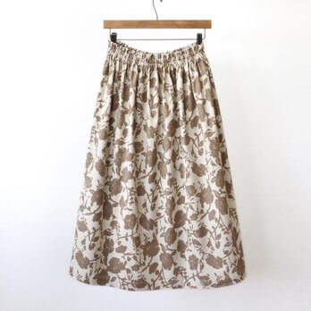 ★新作【即納】コーデュロイ ボタニカル シルエット ギャザースカート（ ベージュ ）コール天