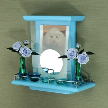 【 未来神棚　 心の鏡 】　推し活　ブルー　二社宮神棚　モダン神棚　壁掛け型　ハンドメイドオリジナル商品