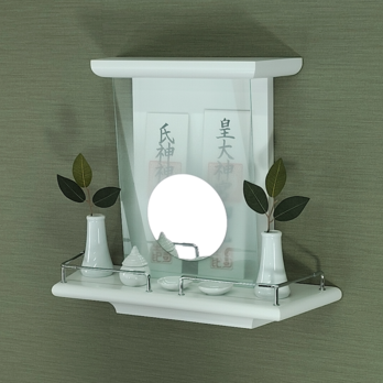 【 未来神棚　 心の鏡 】　推し活　ホワイト　二社宮神棚　モダン神棚　壁掛け型　ハンドメイドオリジナル商品