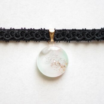 【受注製作】レジンアート　ラウンドモチーフとタティングレースとベルベットリボンのチョーカー〈眠花〉