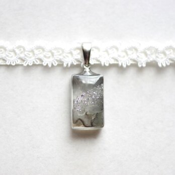 【受注製作】レジンアート　長方形モチーフとタティングレースとサテンリボンのチョーカー〈イノセント〉