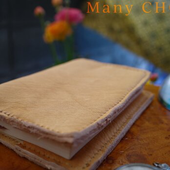 革のカシミヤ・ディアスキンのブックカバー（無染色）