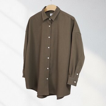 ラスト1点【尾州ウール100%】ワイドタック長袖シャツ