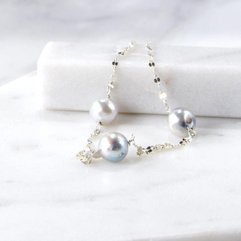 アコヤバロック真珠 ステーションブレスレット SV925