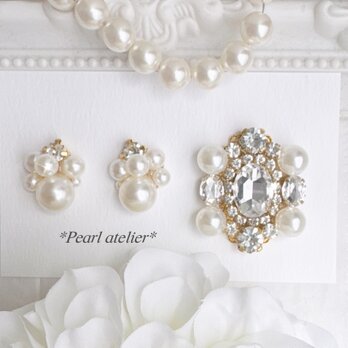 セレモニーパールSet✨　【ピアス＆ブローチ】
