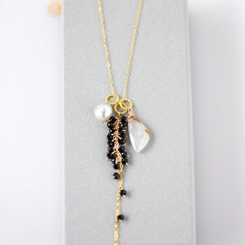 墨景（ぼっけい）の雫 ― デンドリティックオパール×アコヤバロックパール×ブラックスピネル14kgf