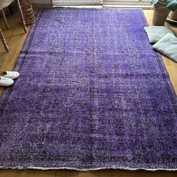 超大判167×253 パープルオーバーダイ　ボタニカル　トルコヴィンテージラグ