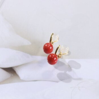 珊瑚のイヤリング（SV925×K18gp)