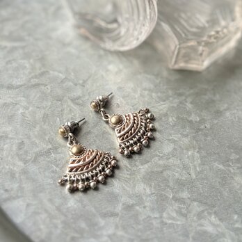 PM65-【 Monet 】モネ・ヴィンテージピアス 80-90's Silver Tone & Pink Fan Fringe