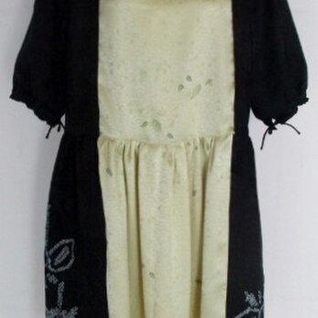 ８６１４　絞り柄と地模様入りの着物で作ったチュニック