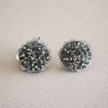 round粒々プチフリル（グレー）ピアス/イヤリング【受注】