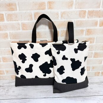 レッスンバッグ＆シューズケース　２点セット　【うし柄】