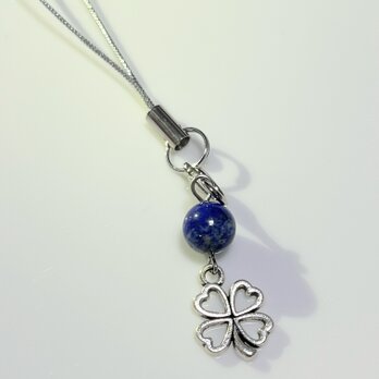 幸せを呼ぶはっぴいクローバーラピスラズリストラップ～♡のコピー