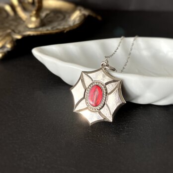 medaille octagon necklace silver*sapphire