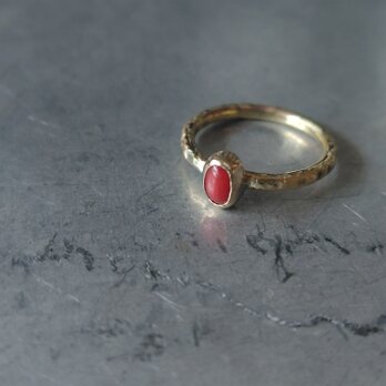 赤珊瑚真鍮リング#10.5