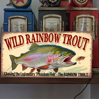 ニジマス 虹鱒 レインボートラウト フライフィッシング 釣り 店舗 自宅 ガレージ 照明 ランプ 看板 置物 雑貨 ライトBOX