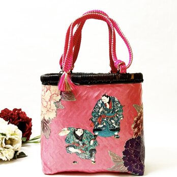 一閑張りバッグ　浮世絵 “猫の歌舞伎踊り”