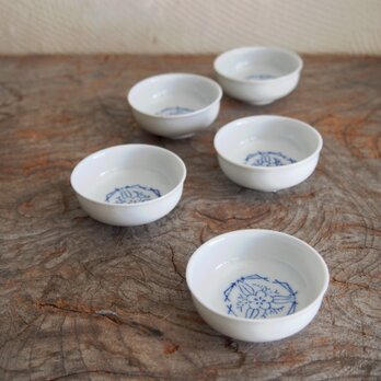 見込みに松竹梅　豆皿の様な盃　豆皿　五個組