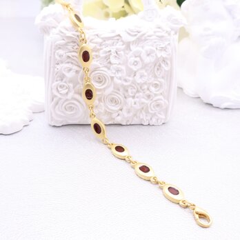 【フランス買付】 アンバーカラー× ゴールド オーバルブレスレット＊Amber Color Bracelet1980s