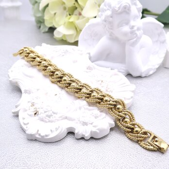 【フランス買付】 ゴールドトーン ロープチェーンブレスレット ＊French Gold Rope Bracelet1980s