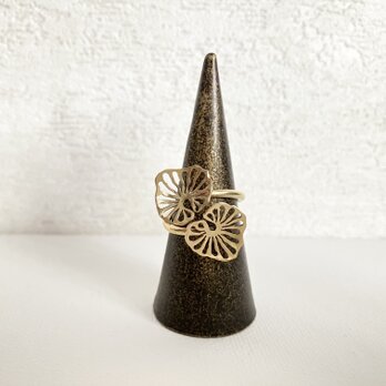 蓮の葉　オープンリング　｜真鍮　