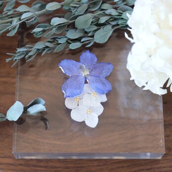 デルフィニウムとアジサイのブローチ #1294
