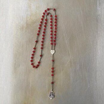 Vintage USA retro red bedas rosario necklace