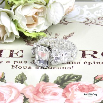 （新作）スワロとジルコニアのアイスリング〔スワロ/ジルコニア ビーズリング〕《ビーズアクセサリー》