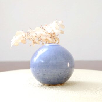海碧釉のふっくら丸い一輪挿し