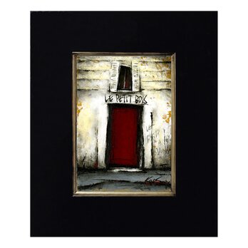 風景画 街角の絵 パリの絵 「裏通りの赤い扉のBAR」