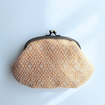 手織りオーバル型ポーチ〈yellow round cross〉