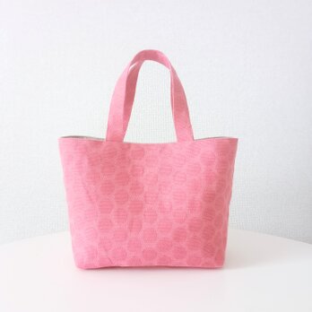 トートバッグ Sサイズ ピンク ペットボトルホルダー付き 輸入生地 おでかけ ドット柄 日常使い サブバッグ