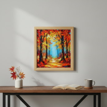 秋の贈り物｜油彩画　油絵「紅葉の回廊」壁掛け 絵画 インテリア アート　贈り物