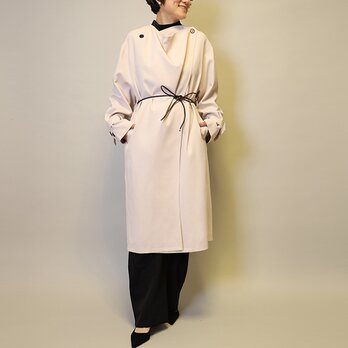 【2026新作1点もの】スッキリをカッコ良く　万能ノーカラーコート（ピンクベージュ）26006