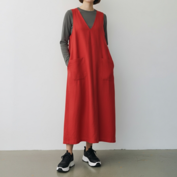 ジャンパースカート【送料込み】着物リメイクリ　レッド