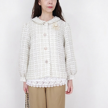 [予約販売] ファンシーツイードのパフスリーブジャケット（入学式・結婚式・セレモニー・食事会・旅行・美術館）
