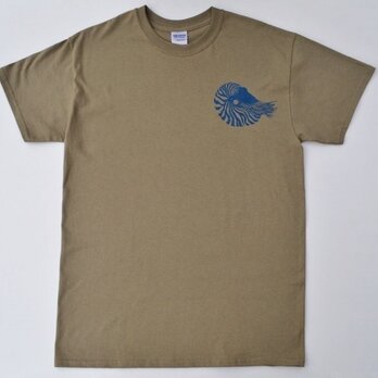 オウム貝Ｔシャツ、釣り、オリーブ、魚Ｔシャツ, 貝、半袖シャツの画像
