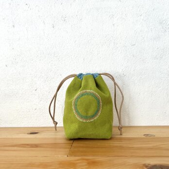 刺繍入り巾着袋 マスカット