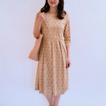 【受注制作】アーミッシュ風シンプルワンピース◇リバティプリント・クラシック（イエロー）*やや薄手*