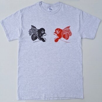 コブダイＴシャツ、釣り、グレー、魚Ｔシャツ,　半袖シャツの画像