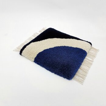 [毛足短め] ノッティングの椅子敷 08青/Lサイズ