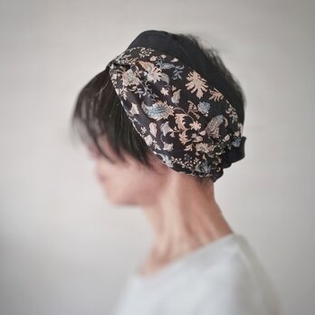 ターバンなヘアバンド　黒ペイズリーB　送料無料